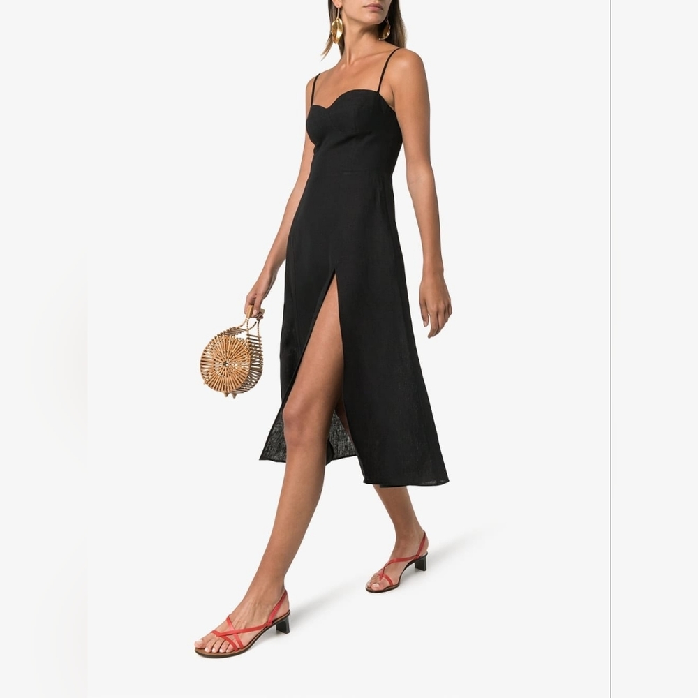 Reformation Nebraska Linen Dress - Black, sz 2